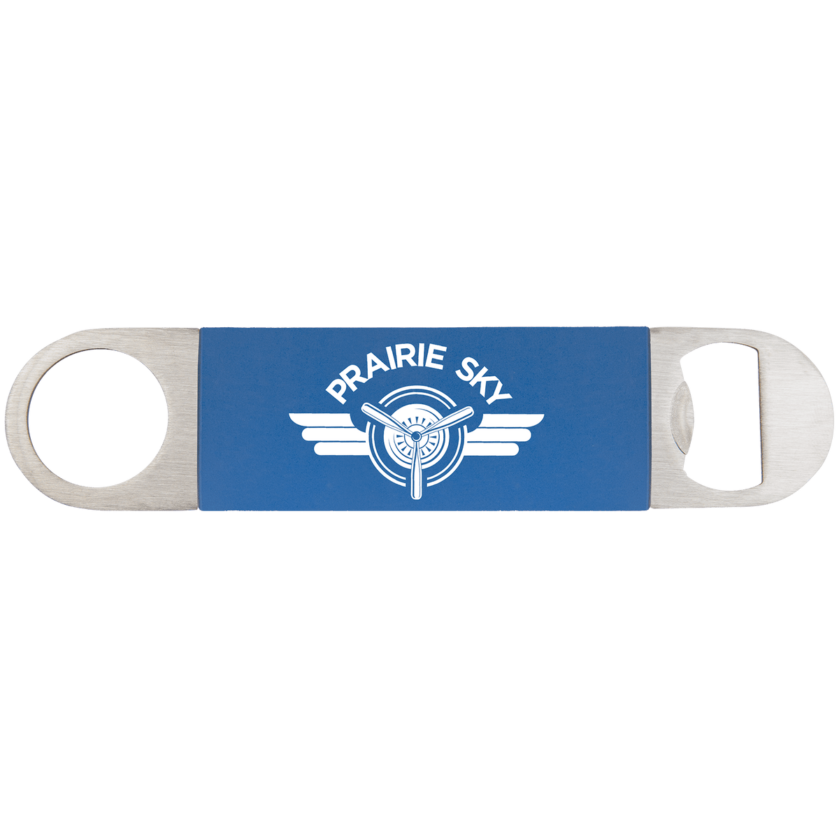 Blue/White Bottle Opener with Silicone Sleeve