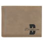 Light Brown Lasered Leatherette Bifold Wallet with ID Flip Display
