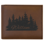 Dark Brown Lasered Leatherette Bifold Wallet with ID Flip Display