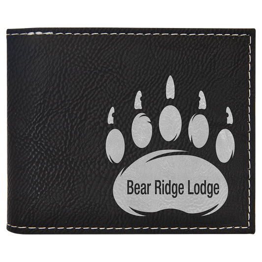 Black/Silver Lasered Leatherette Bifold Wallet with ID Flip Display