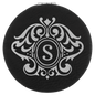 Black/Silver Lasered Leatherette Compact Mirror