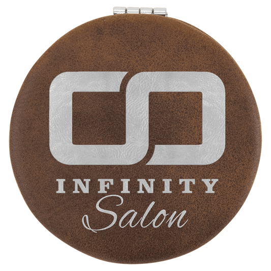 Rustic/Silver Lasered Leatherette Compact Mirror