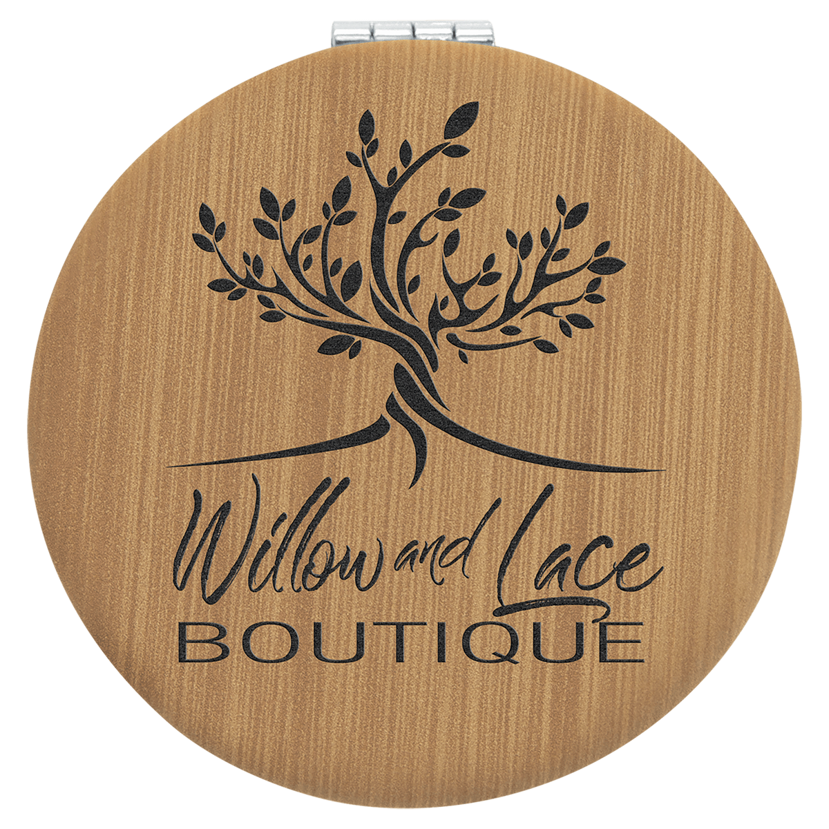 Bamboo Lasered Leatherette Compact Mirror
