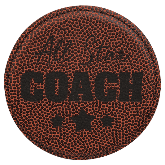 Football Leatherette Round Coaster