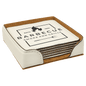 White Leatherette Square 6 Coaster Set