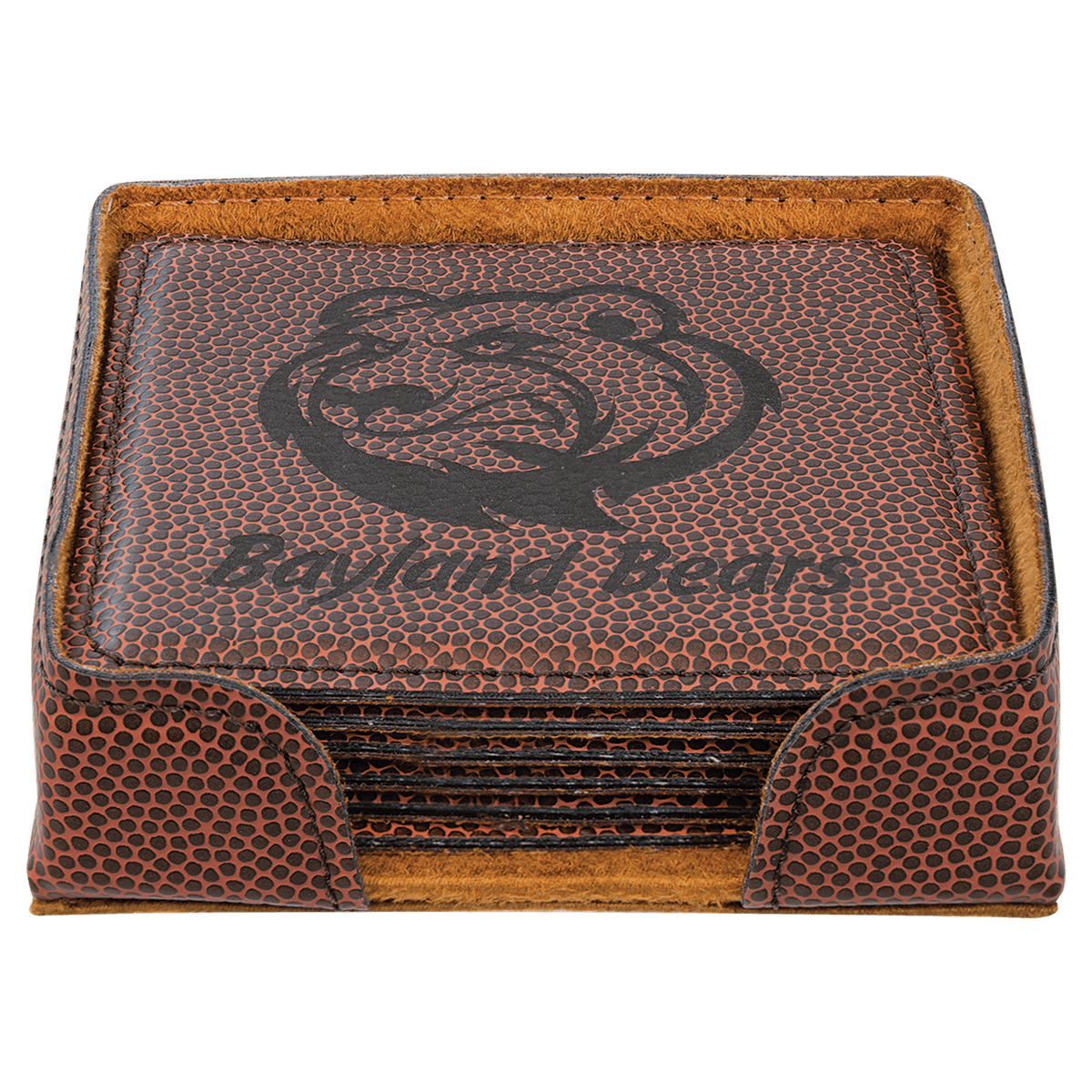 Football Leatherette Square 6 Coaster Set