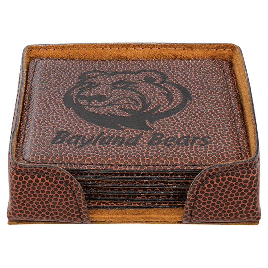 Football Leatherette Square 6 Coaster Set