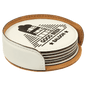 White Leatherette Round 6 Coaster Set