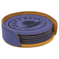 Purple Leatherette Round 6 Coaster Set