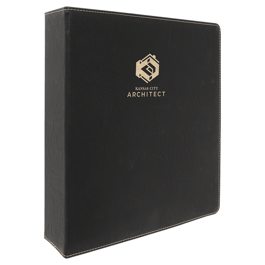 Black/Gold Leatherette 3-Ring Binder with 2" Slant D Rings