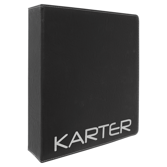 Black/Silver Leatherette 3-Ring Binder with 2" Slant D Rings
