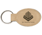 Light Brown Leatherette Oval Keychain