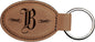 Dark Brown Leatherette Oval Keychain