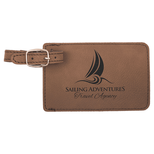 Dark Brown Leatherette Luggage Tag