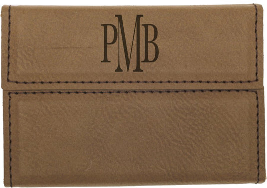 Dark Brown Leatherette Hard Business Card Holder