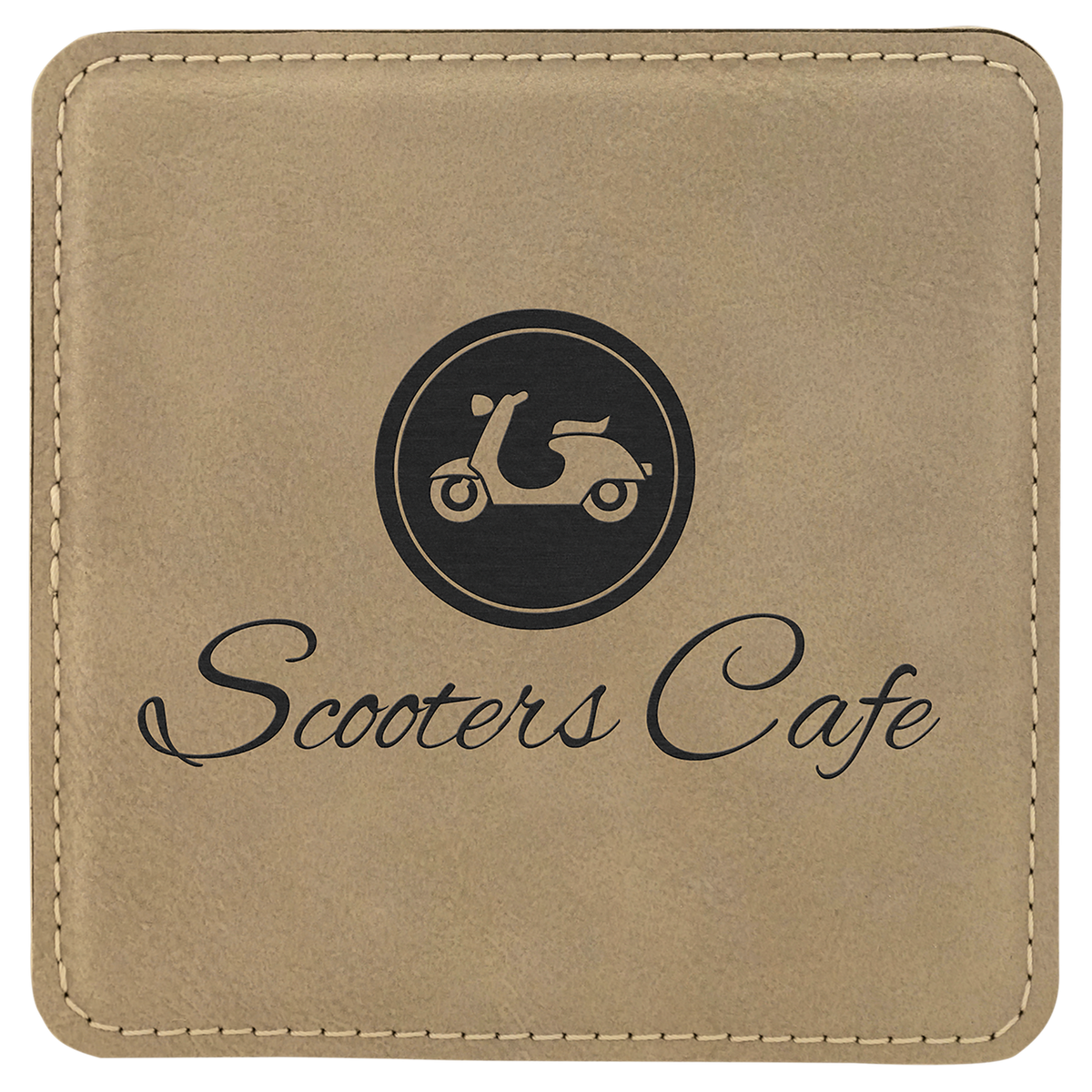 Light Brown Square Leatherette Coaster