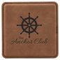 Dark Brown Square Leatherette Coaster