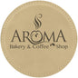 Light Brown Round Leatherette Coaster