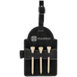 Black/Silver Leatherette Golf Bag Tag with Wooden Tees