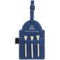 Blue/Silver Leatherette Golf Bag Tag with Wooden Tees