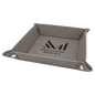 Gray Leatherette Folding Tray with Silver Snaps