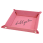 6" x 6" Pink Laserable Leatherette Snap Up Tray with Silver Snaps