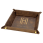 6" x 6" Rustic/Gold Laserable Leatherette Snap Up Tray with Silver Snaps