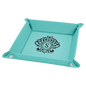 6" x 6" Teal Laserable Leatherette Snap Up Tray with Silver Snaps