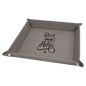 9" x 9" Gray Laserable Leatherette Snap Up Tray with Silver Snaps