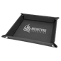 9" x 9" Black/Silver Laserable Leatherette Snap Up Tray with Silver Snaps