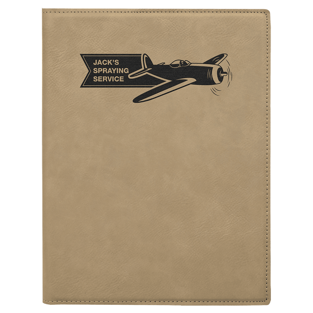Light Brown Small Leatherette Portfolio with Notepad