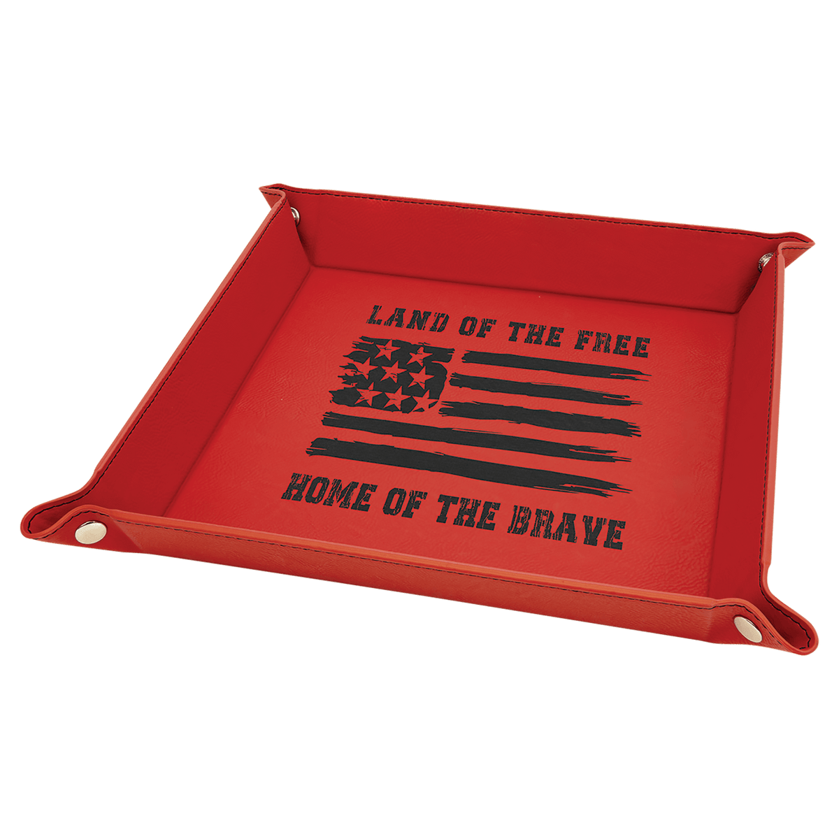 Red Laserable Leatherette Snap Up Tray with Silver Snaps