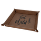 9" x 9" Dark Brown Laserable Leatherette Snap Up Tray with Silver Snaps