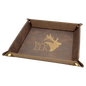 9" x 9" Rustic/Gold Laserable Leatherette Snap Up Tray with Gold Snaps