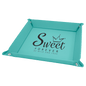 9" x 9" Teal Laserable Leatherette Snap Up Tray with Silver Snaps