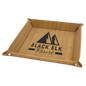 9" x 9" Bamboo Laserable Leatherette Snap Up Tray with Silver Snaps