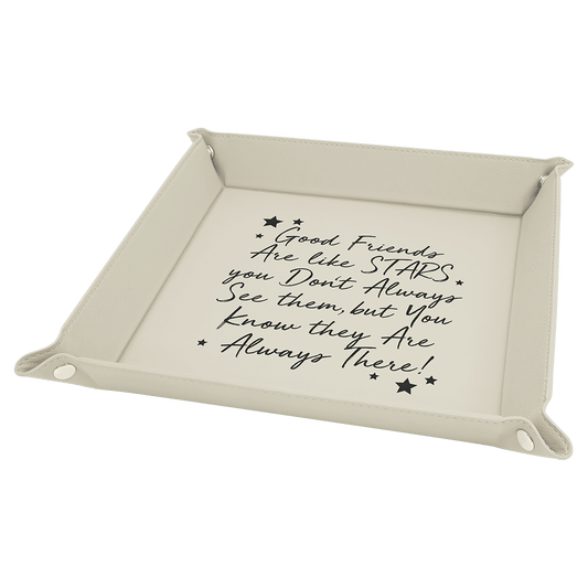 White Lasrable Leatherette Snap up Tray with Silver Snaps