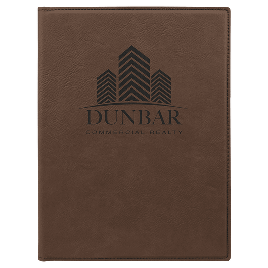 Dark Brown Small Leatherette Portfolio with Notepad