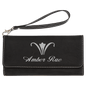 Black/Silver Lasered Leatherette Wallet with Wrist Strap