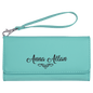 Teal Lasered Leatherette Wallet with Wrist Strap