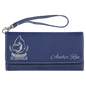 Blue/Silver Lasered Leatherette Wallet with Wrist Strap