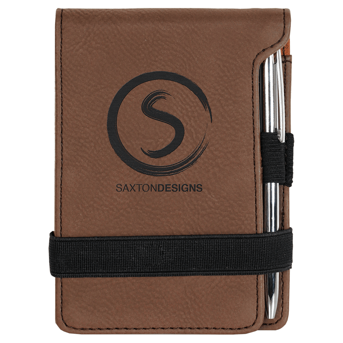 Dark Brown Leatherette Mini Notepad & Pen Set