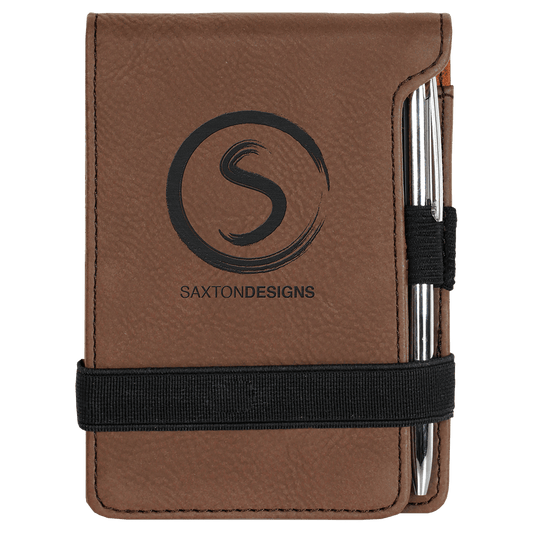 Dark Brown Leatherette Mini Notepad & Pen Set