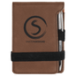 Dark Brown Leatherette Mini Notepad & Pen Set