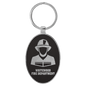 Black/Silver Lasered Leatherette/Metal Oval Keychain
