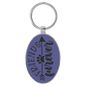 Purple Lasered Leatherette/Metal Oval Keychain