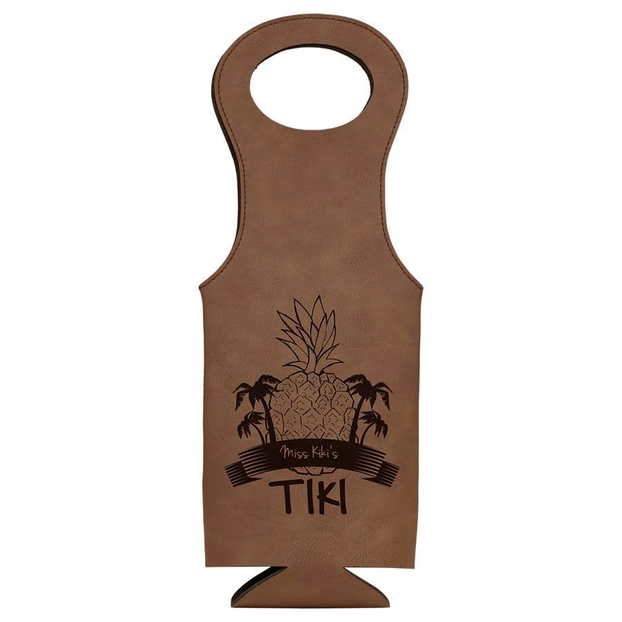 Dark Brown Leatherette Wine Bag
