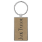 Light Brown Lasered Leatherette/Metal Rectangle Keychain