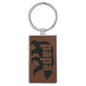 Dark Brown Lasered Leatherette/Metal Rectangle Keychain