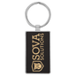 Black/Gold Lasered Leatherette/Metal Rectangle Keychain